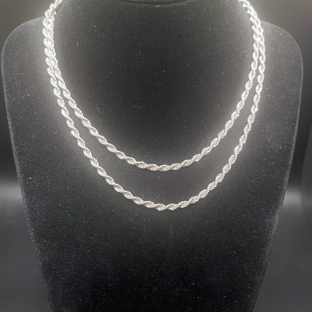 Monet silver tone vintage rope chain necklace signed classic layering chain